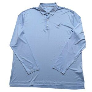 Johnnie-O Polo Shirt Mens 2XL Long Sleeve Performance Stretch Golf Light Blue